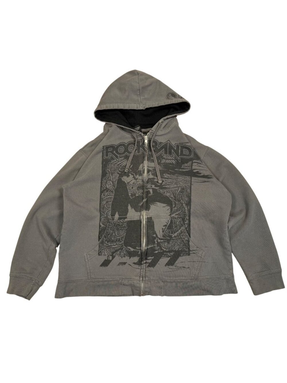 Y2K ROCKBAND Game Gray Hoodie Large 2009 Harmonix Gaming XBOX
